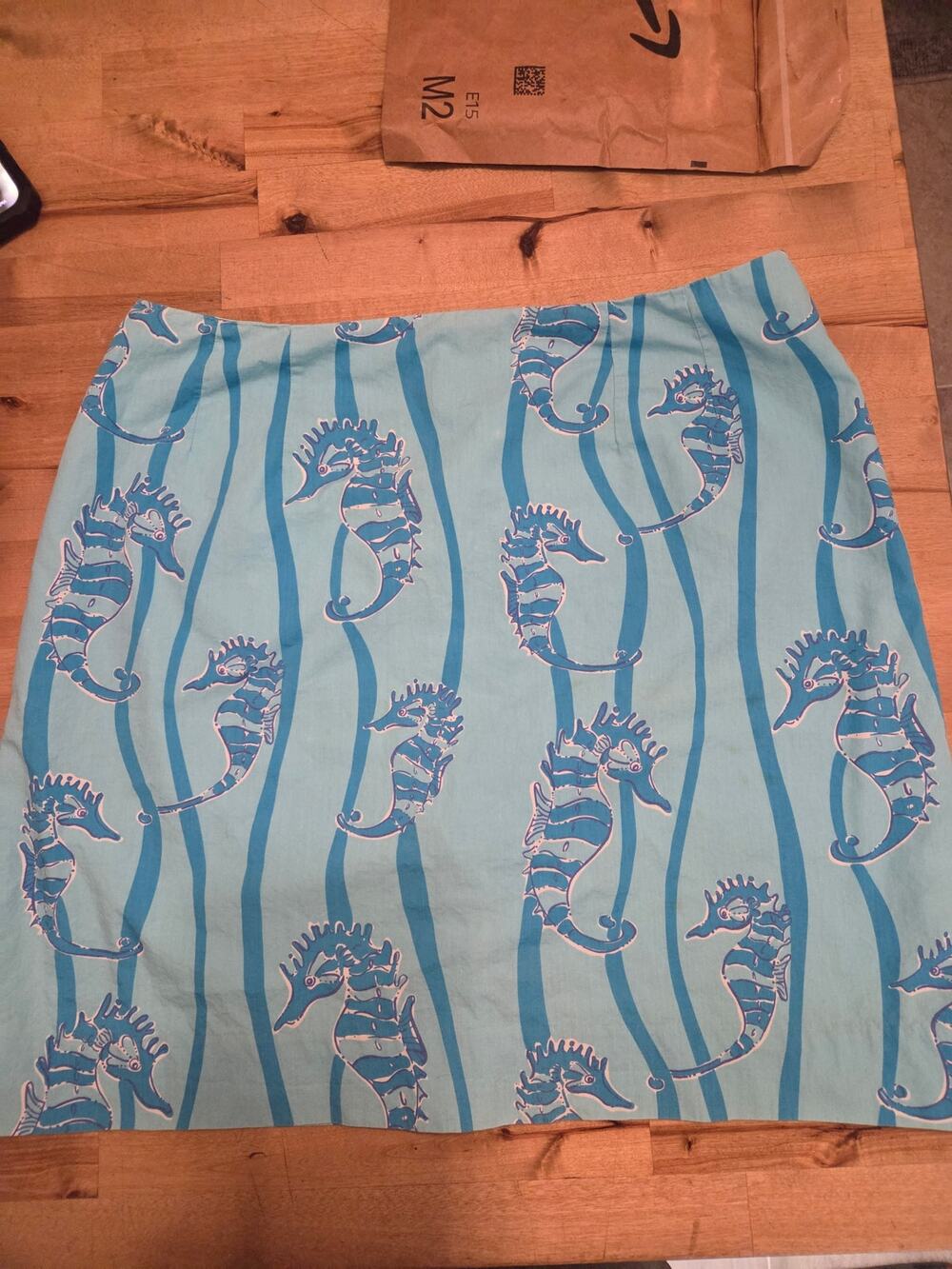 Vintage Lilly Pulitzer Seahorse Mini Skirt Blue Turquoise Label Y2K Size 10